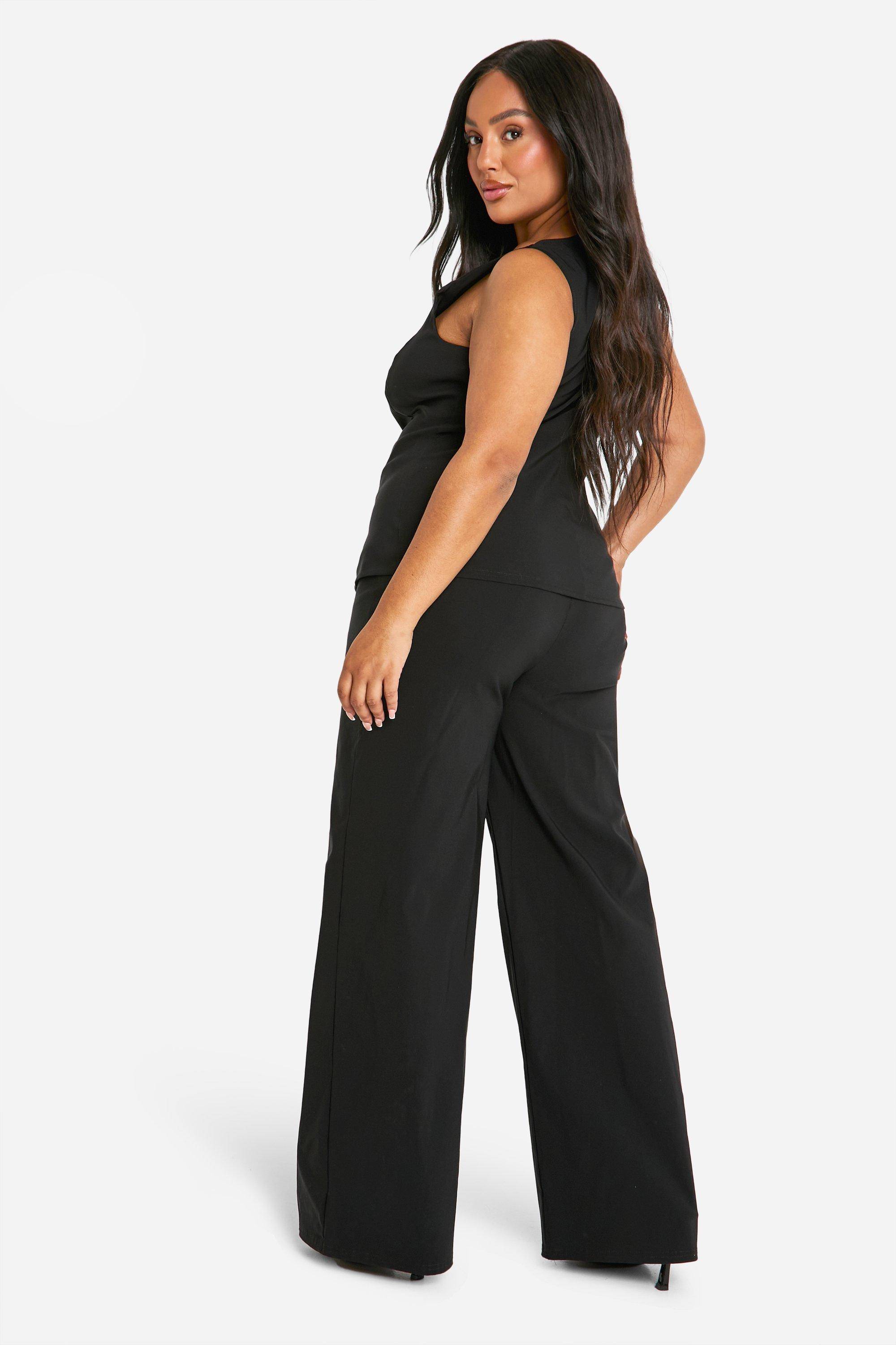 boohoo Plus Super Stretch Gilet à Ligne Longue Ajusté & Pantalon à Jambes Larges