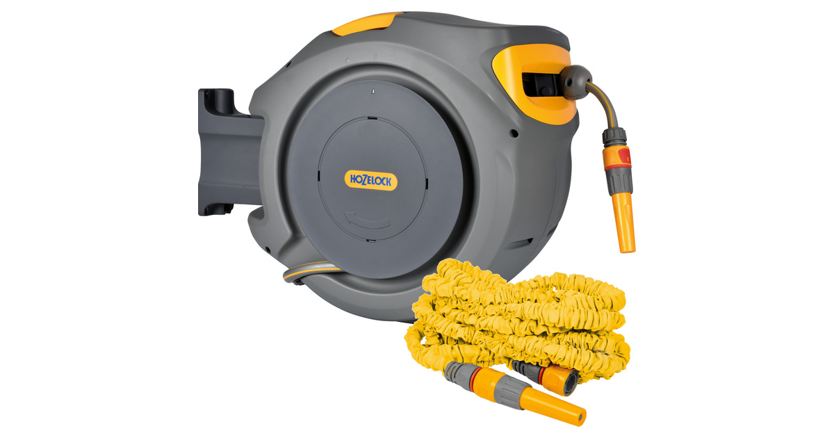 HozelockAuto Reel Wandslangbox 20 meter + Superhoze 7.5 meter slanghaspel  (Grijs/geel)