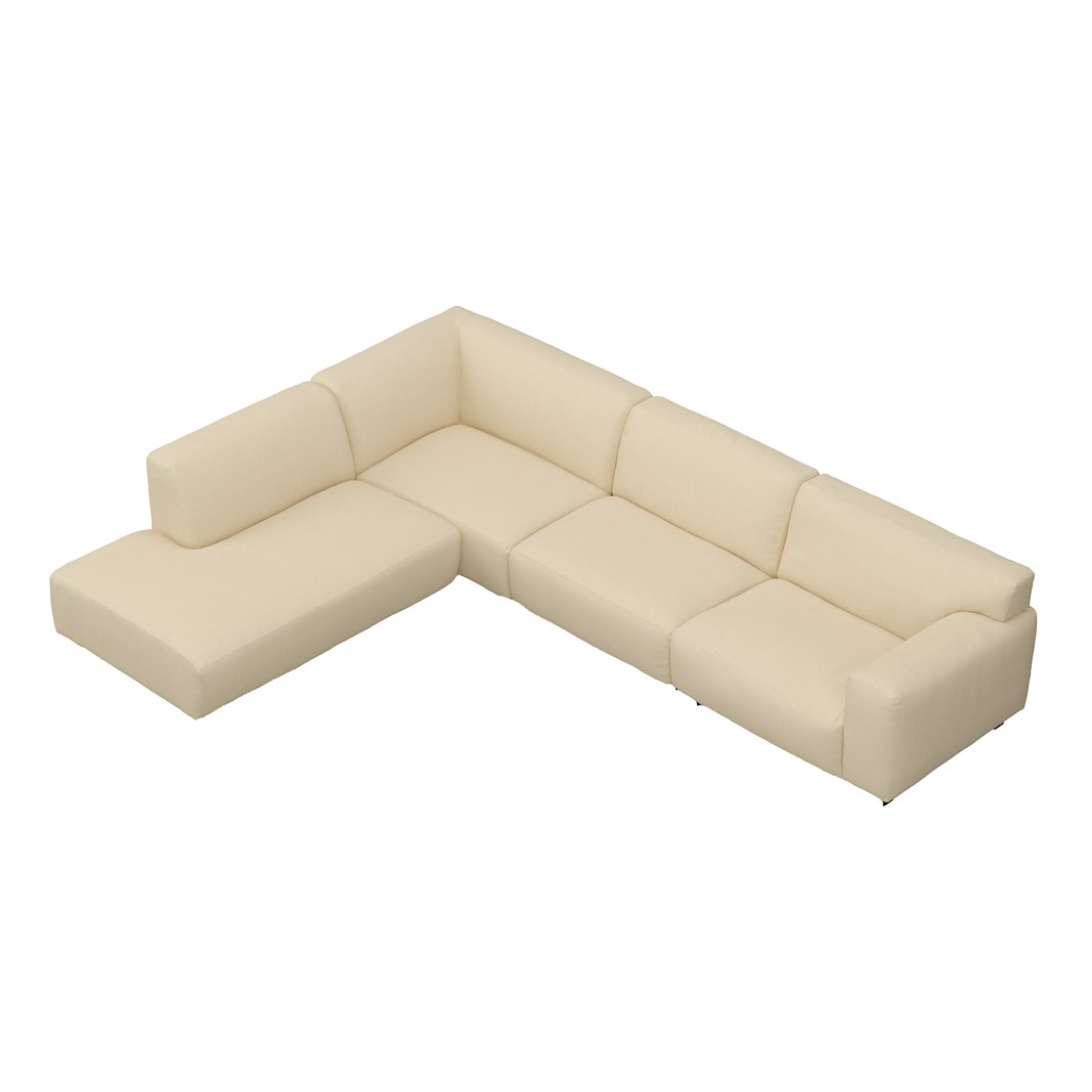 Vesta hjørnesofa 3-seter med åpen ende venstre, Big hjørnemodul, Tekstil Gianni Cream, standardsøm, sort metallben 10 cm, Comfort CM