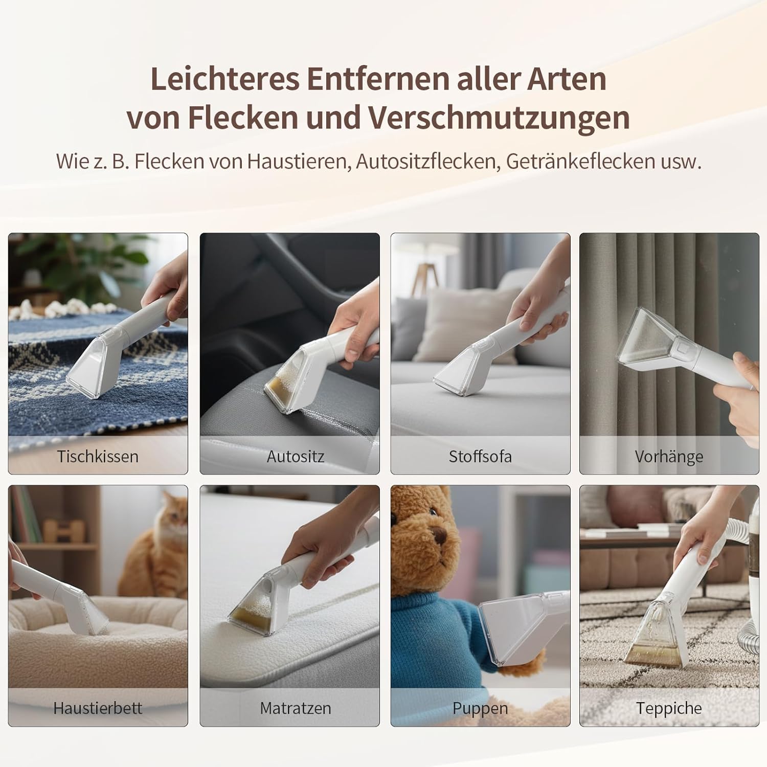 COCEAN Waschsauger Polsterreiniger, Teppichreiniger, Nass trockensauger, 18Kpa Polsterreiniger Gerät, Nasssauger für Teppiche,Polster Autositze & Sofa