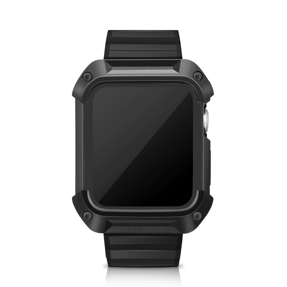 2in1 Apple Watch (42 mm) Ersatz Silikon Armband   Bumper Case - Schwarz