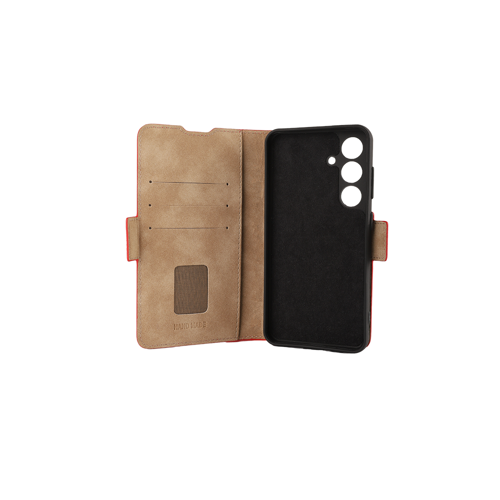 Samsung Galaxy S25  Plus Echtleder Tasche Flip Cover Hand Made (FABIOS25P-04) - Cherry Tomato