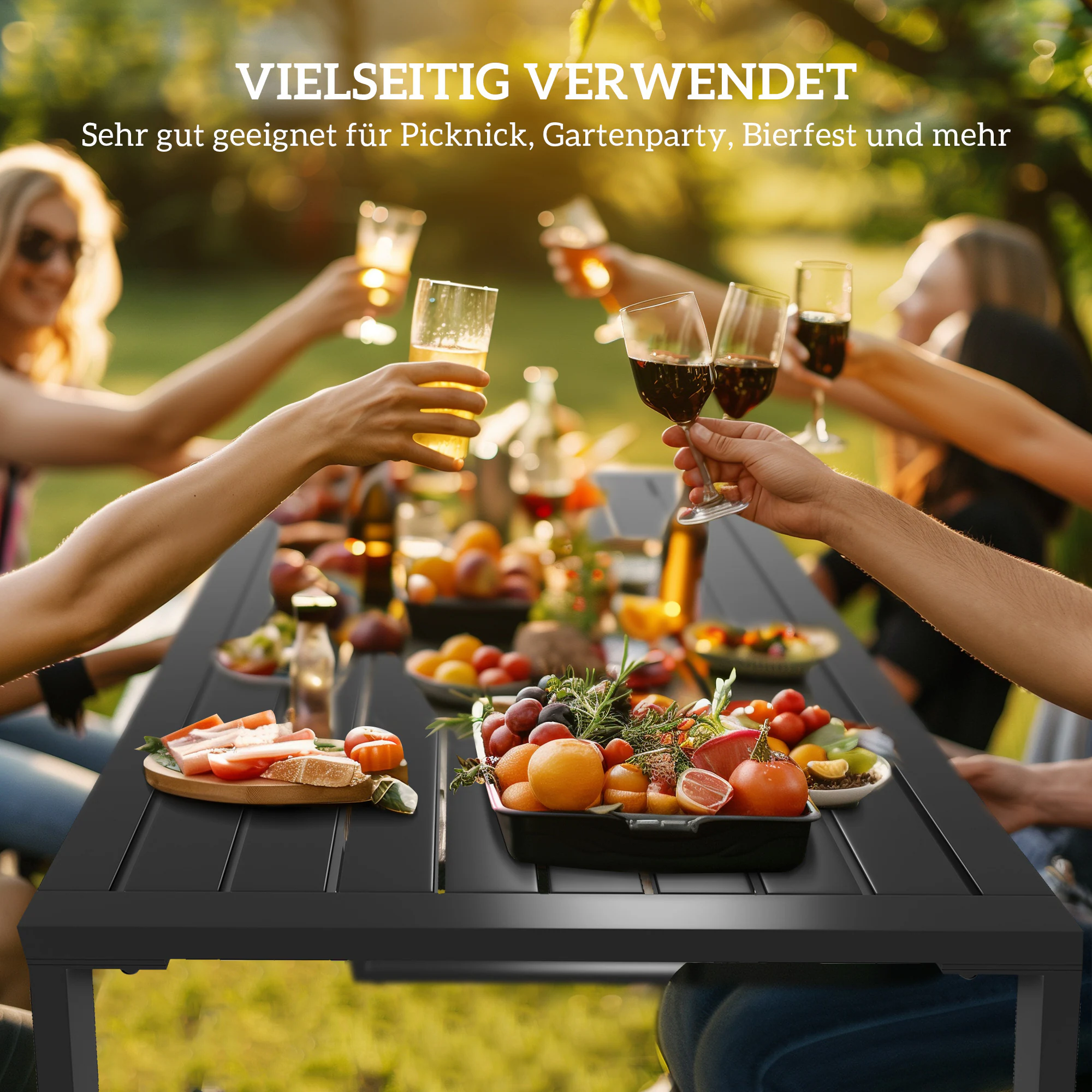 Outsunny Gartengarnitur als 3-teiliges Set schwarz