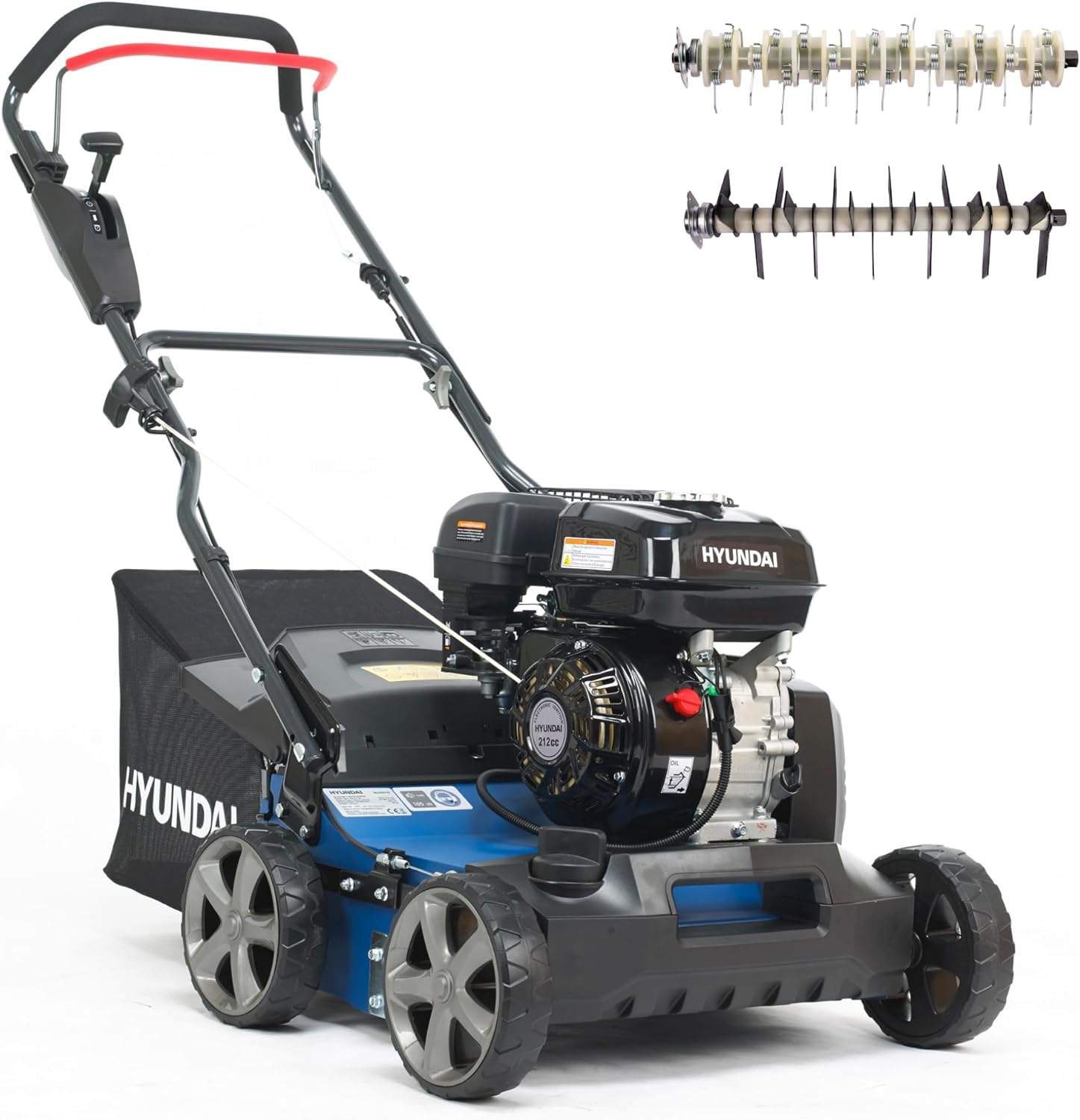 HYUNDAI Benzin-Vertikutierer SC4001G | 4.0 kW / 5.4 PS, 40 cm Arbeitsweite, 45 L Fangkorb | Rasenlüfter, Moosentferner | Verstellbare Arbeitshöhe