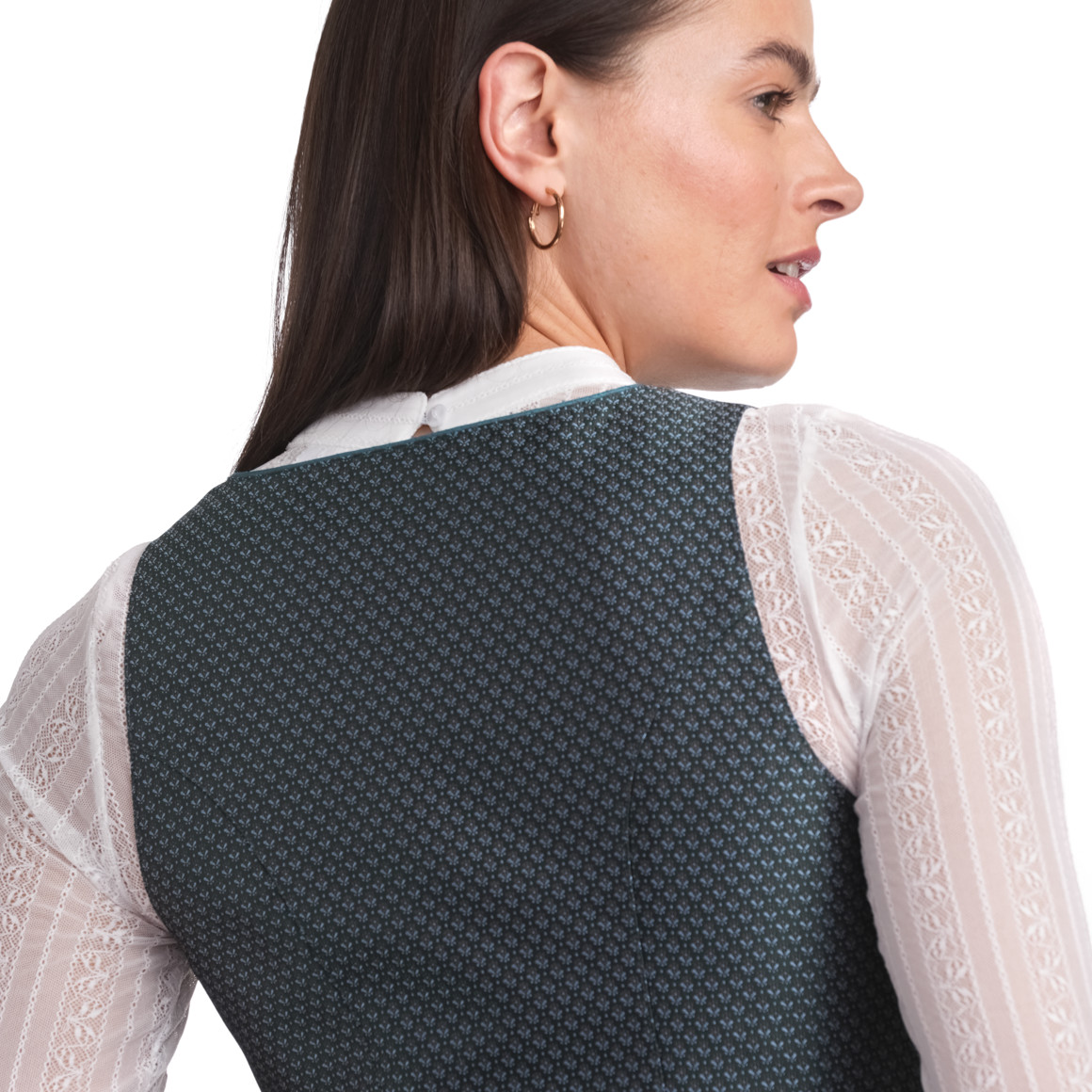 Gina Benotti Damen Dirndl mit Jacquard-Muster petrol / helloliv