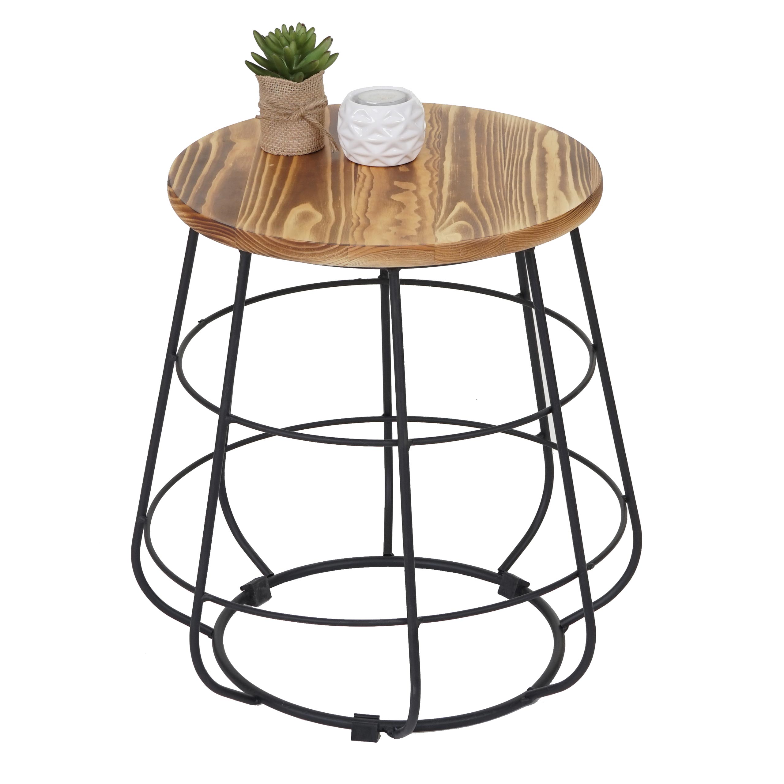 Sitzhocker mit Stauraum MCW-A80, Hocker Aufbewahrung, Industriedesign Echtholz Ø35cm