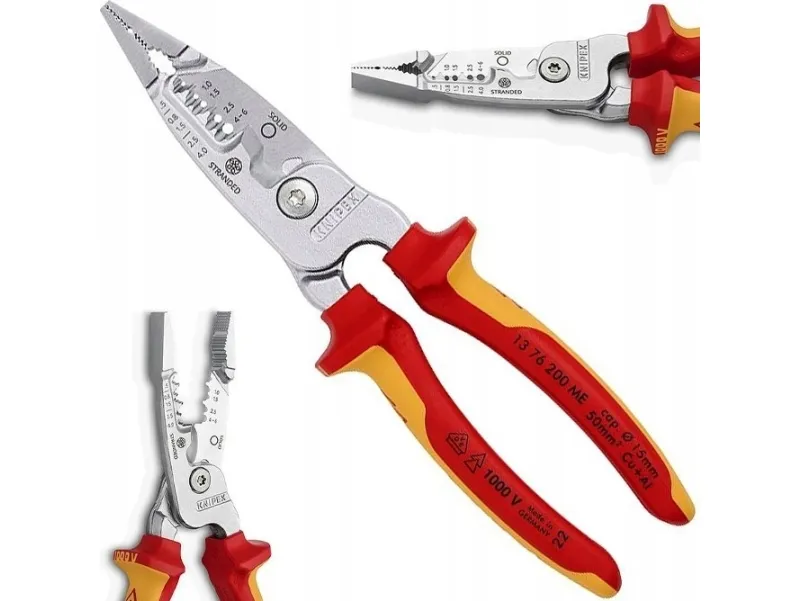 Knipex 13 76 200 ME, Beskyttende isolering, 290 g, Rød, Rustfrit stål, Gul