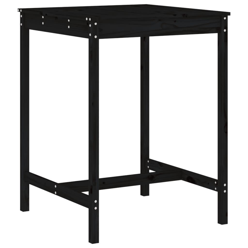 Ensemble de bar de jardin 3 pcs noir bois de pin massif