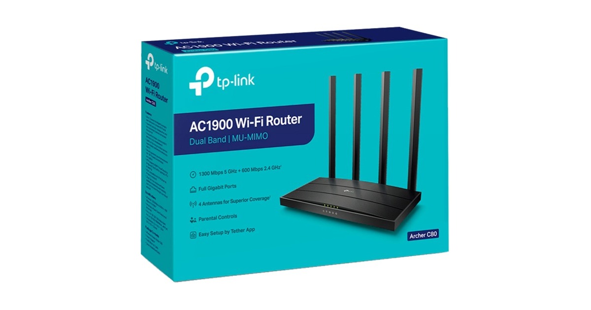 TP-LinkArcher C80 AC1900 Wireless MU-MIMO Wi-Fi Router  (Zwart)