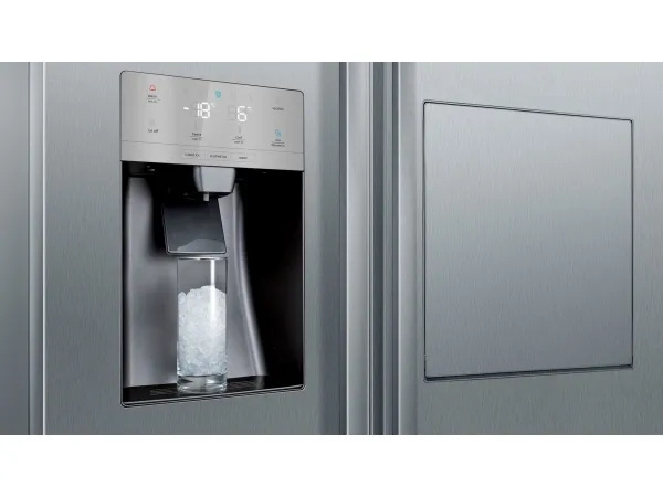 Siemens iQ500 KA93GAIEP - Køleskab/fryser - side ved side med vanddispenser, isdispenser - bredde: 90.8 cm - dybde: 76.2 cm - højde: 178.7 cm - 560 liter - Klasse E - rustfrit stål