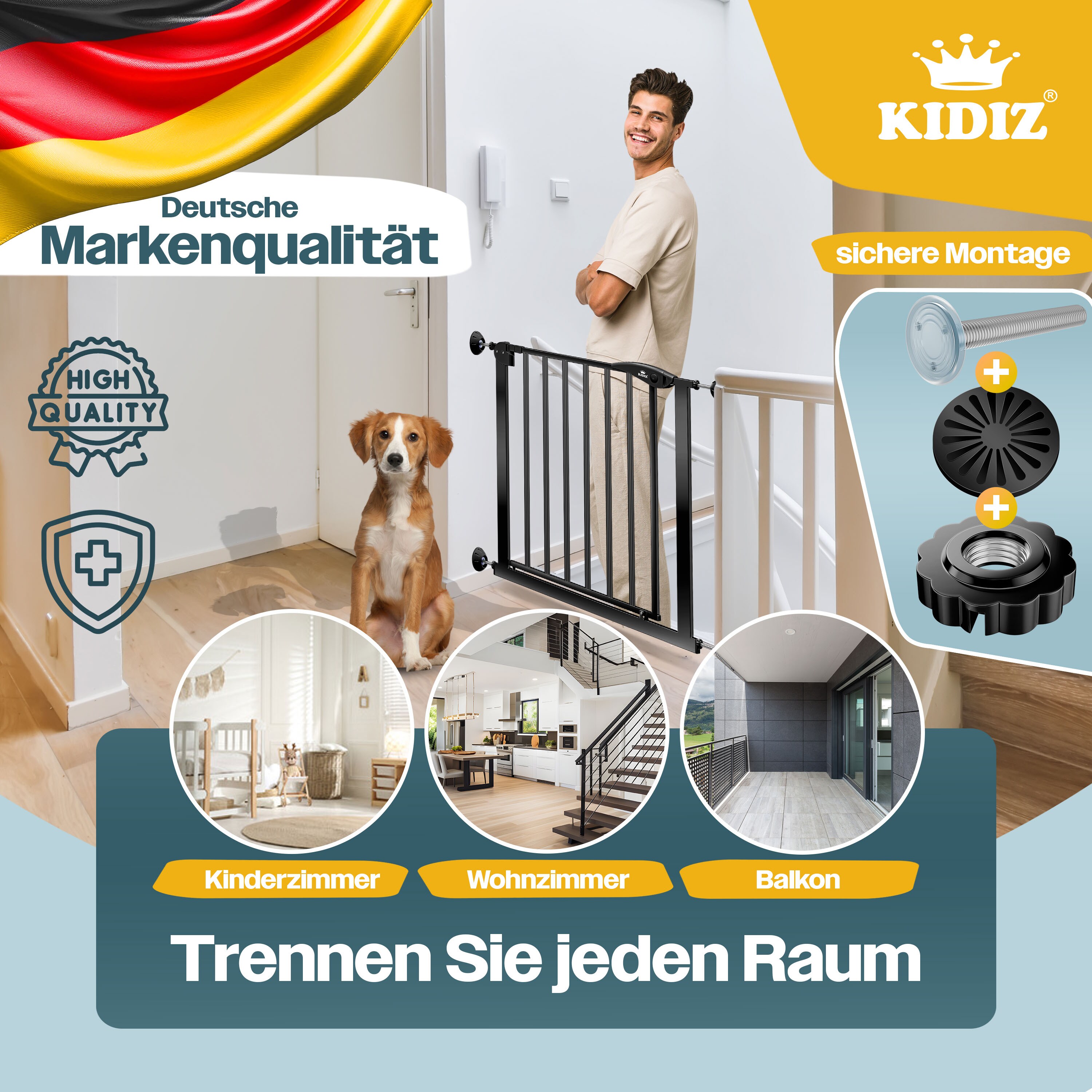 Kidiz® Türschutzgitter ? Absperrgitter ? Treppengitter ? Kindergitter | Gitter Haustier |
