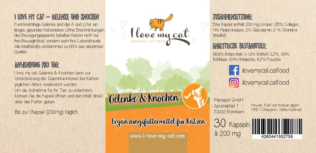 I love my cat Gelenke & Knochen Kapseln