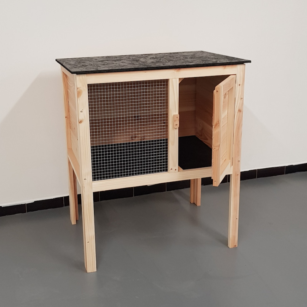 Clapier haut jeannot sur pieds en douglas avec porte 76x56x89,5 cm pour lapin