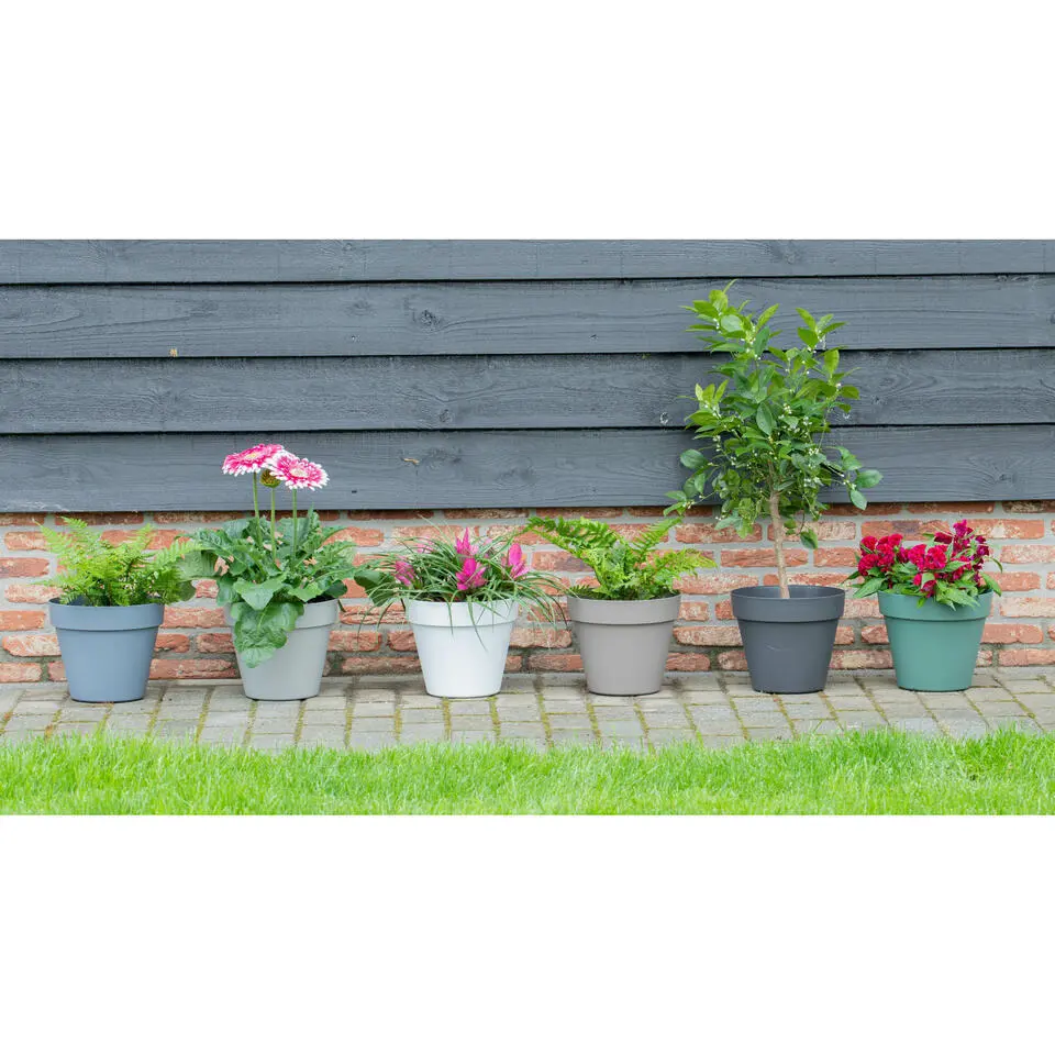 Mega Collections Plantenpot/bloempot - kunststof - zwart - D30 cm