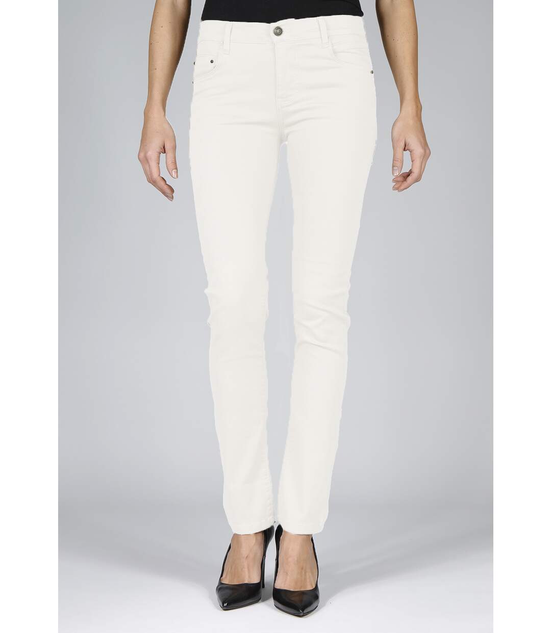 Jegging stretch taille haute ENORA blanc