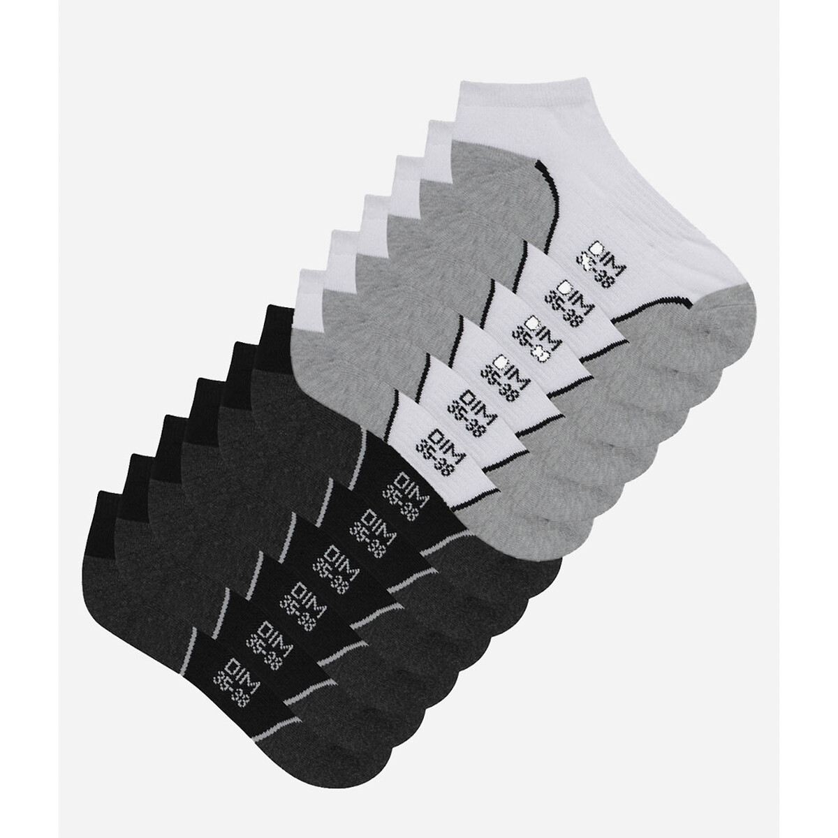 DIM SPORT<br>Conjunto de 6 pares de meias esportivas Impact, leves