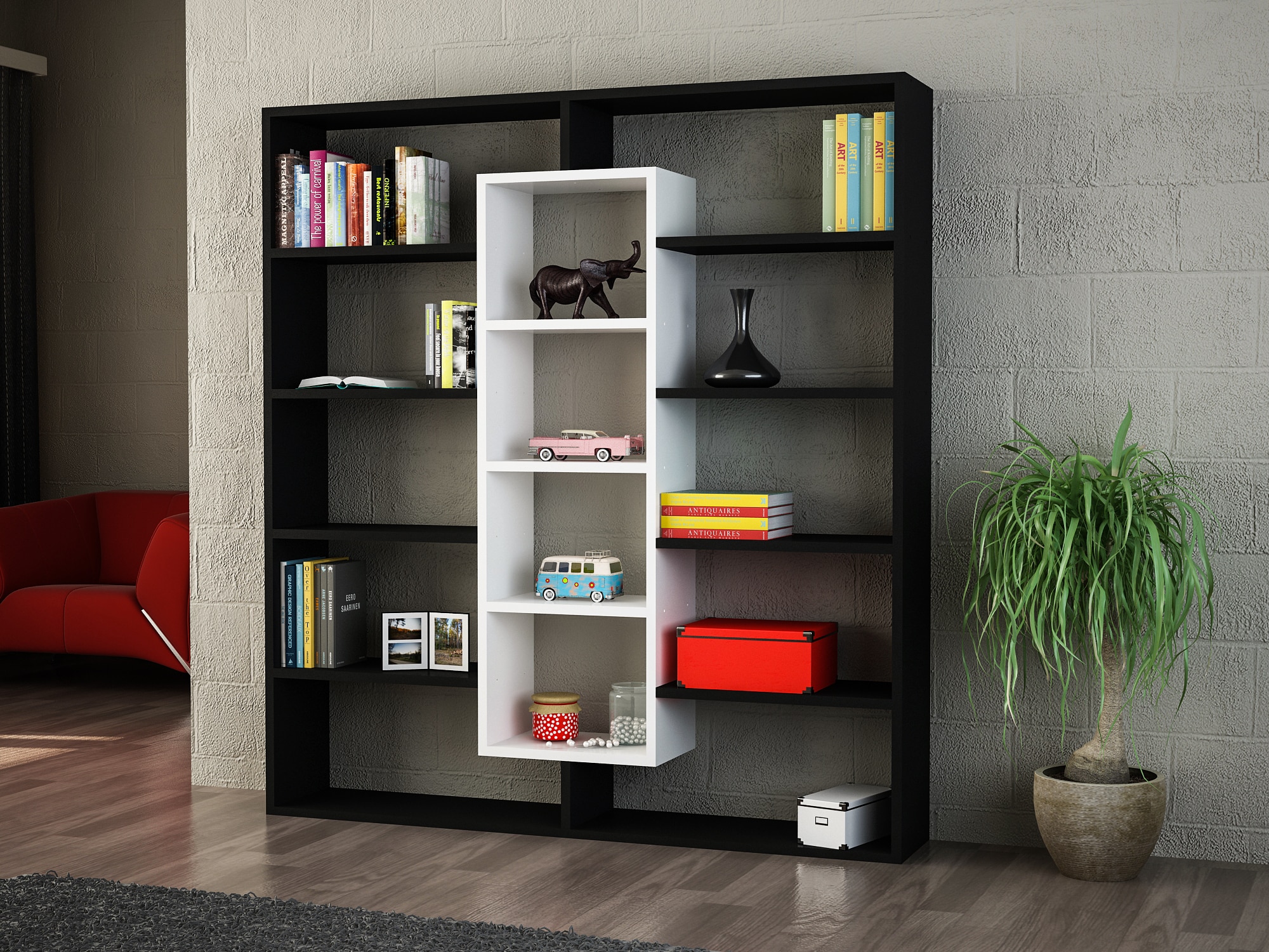 Bücherregal Ample Schwarz Weiß