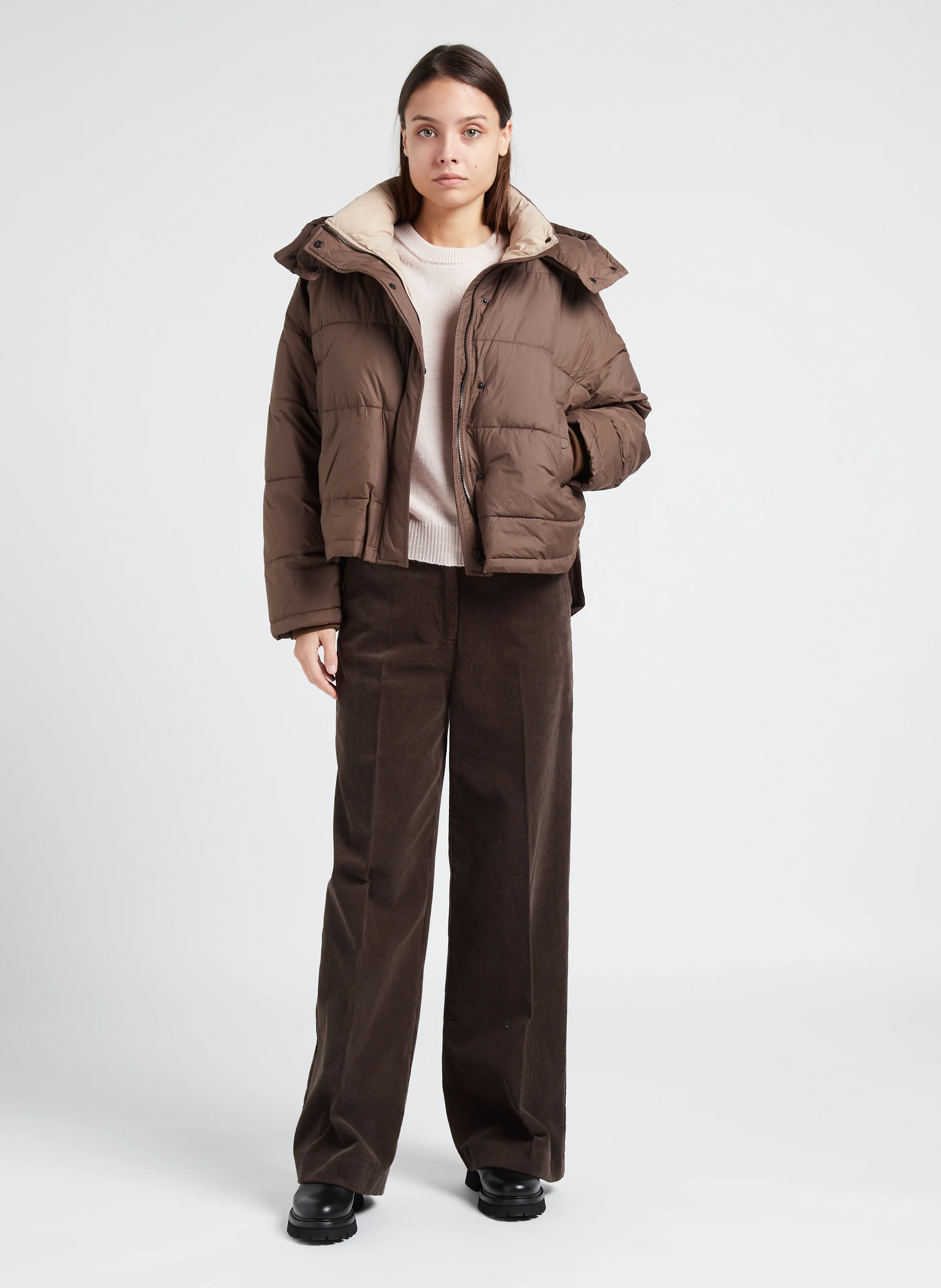 VARSOVIE - Pantalon large en coton | Marron