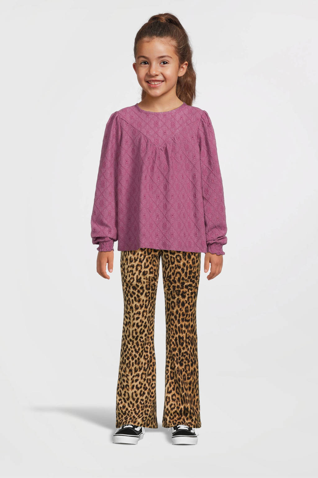 LOOXS kantentop met all over print paars