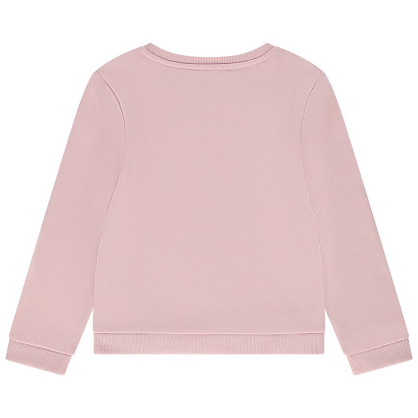 Sweat en molleton uni print fantaisie pour fille - Rose