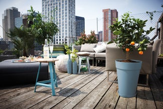Elho plantenschotel Loft Urban blauw D 27,6 H 3,6 cm