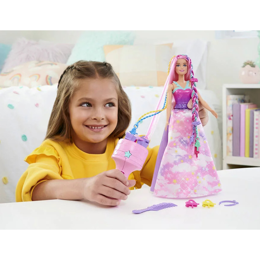 Poupée Barbie tresses magiques + 9 accessoires