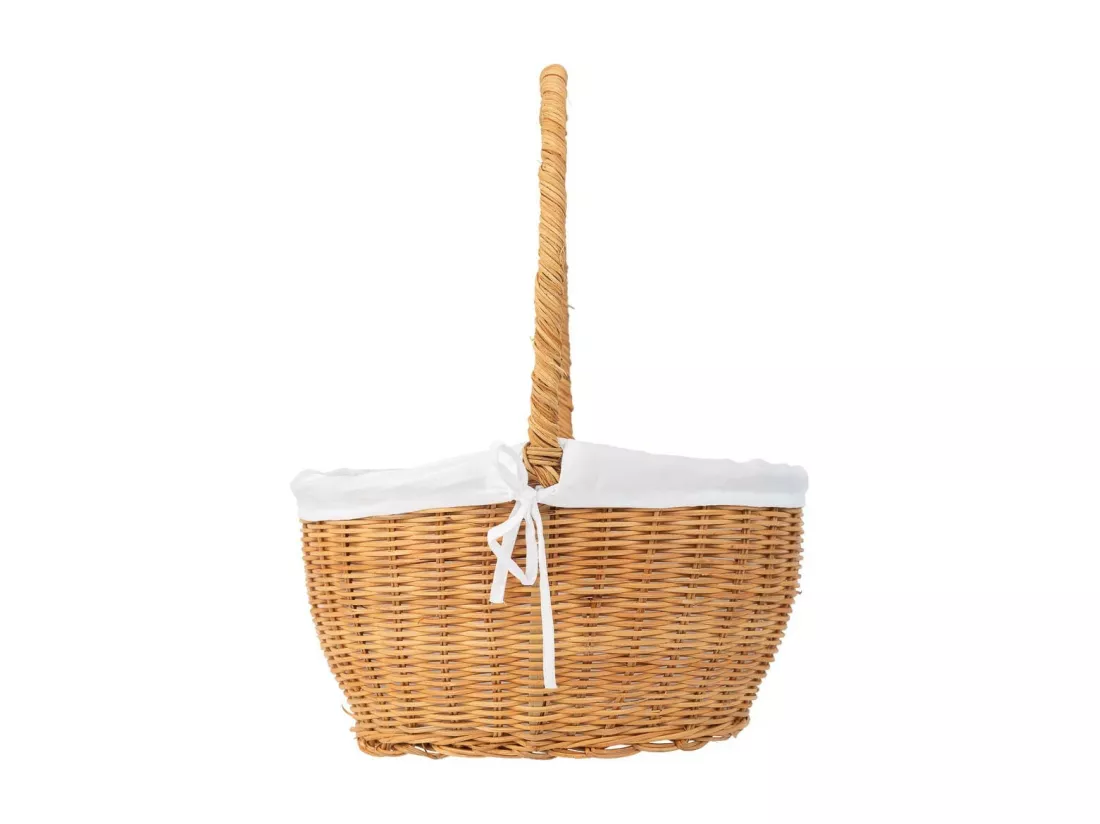 Panier rond en osier avec doublure marron 28x28x15-33h