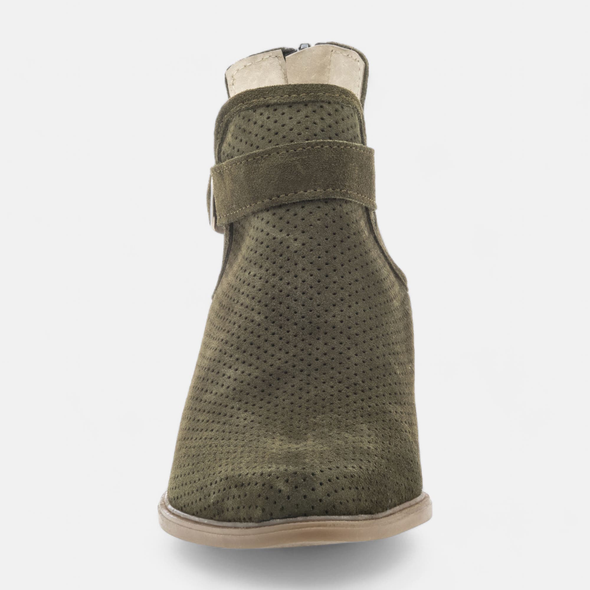 Bottines Femme en cuir kaki