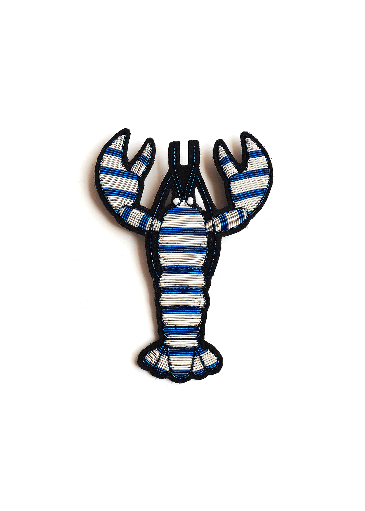 Broche brodée Homard rayé