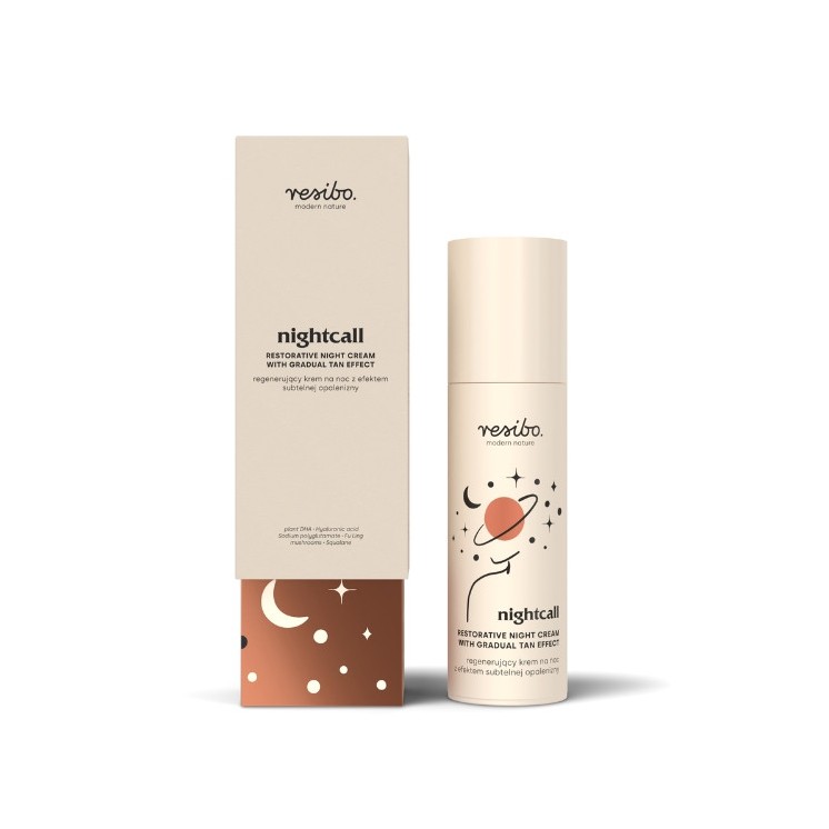 Resibo Nightcall regenererende gezichtscrème voor de nacht met het effect van een subtiele bruine kleur 50 ml