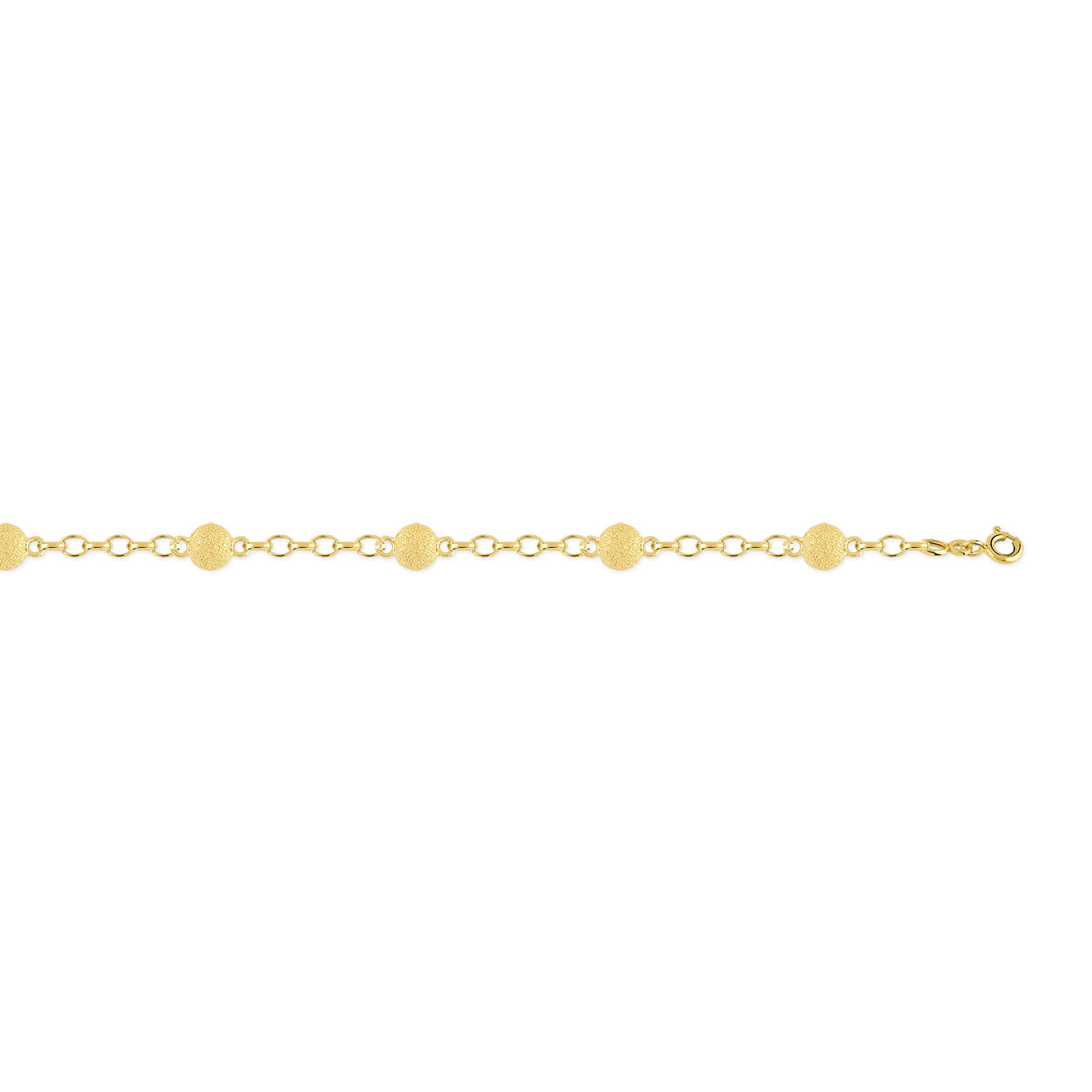 Bracelet or 750 jaune maille boules granitées 18,5 cm