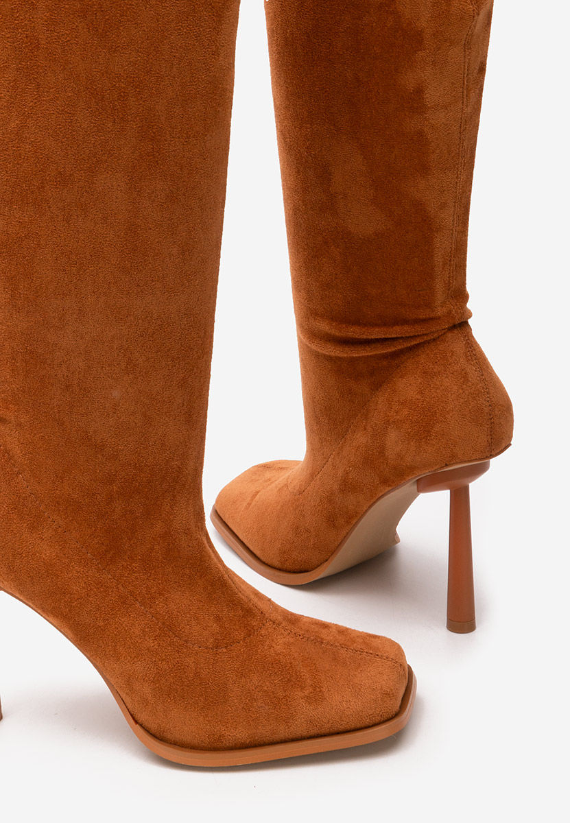 Bottes hautes à talon fin chameau Mincia