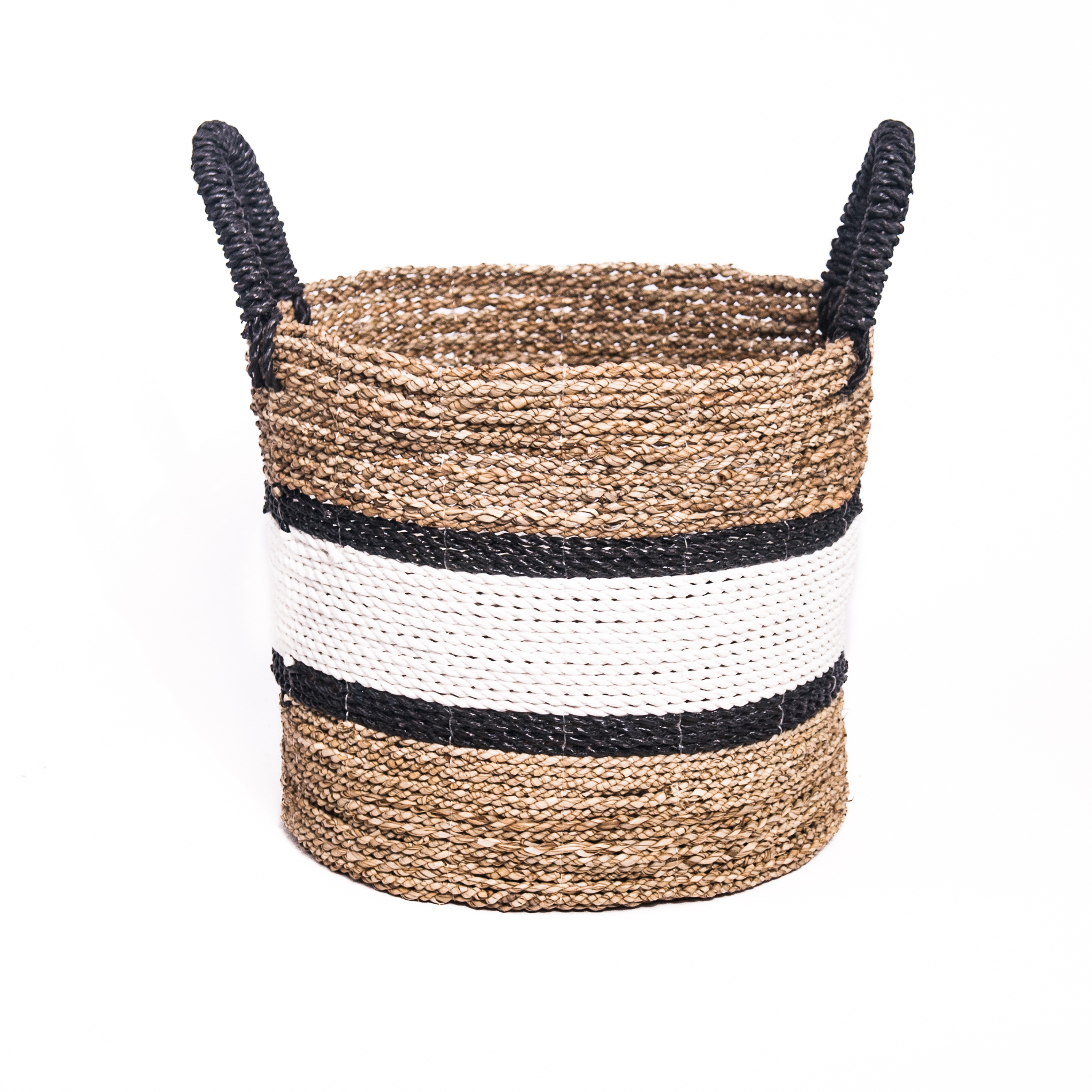 Mand naturel/wit/zwarte band en handvatten M