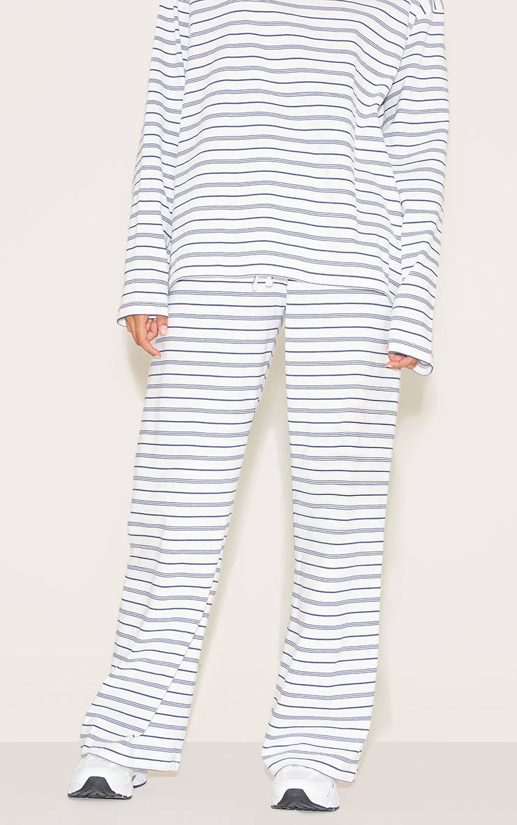 Bleu Marine Pantalon Large À Rayures Avec Cordon De Serrage