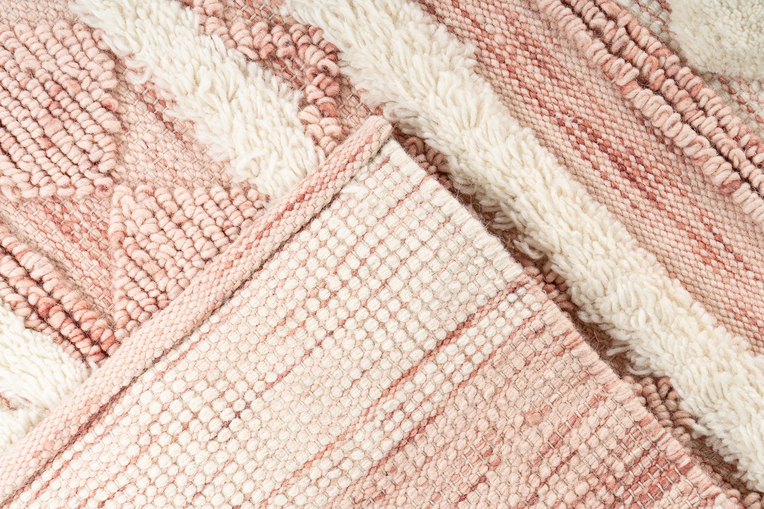 Whisperia roze kortpolig vloerkleed, Nieuw-Zeelandse wol/katoen, boho-stijl, handgeweven, 200 x 200 cm