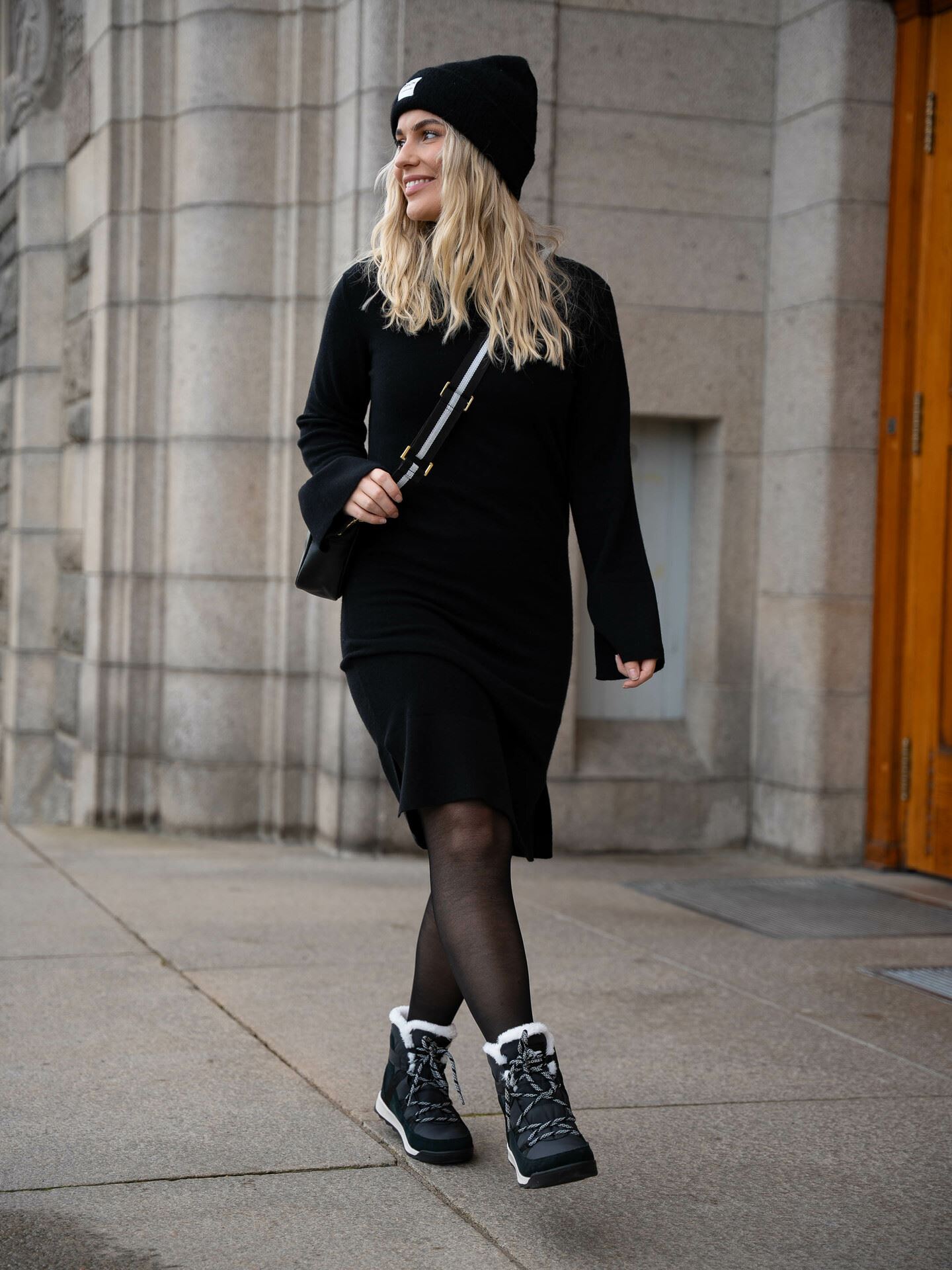 Emilie Long Sleeve High Neck Knit Dress