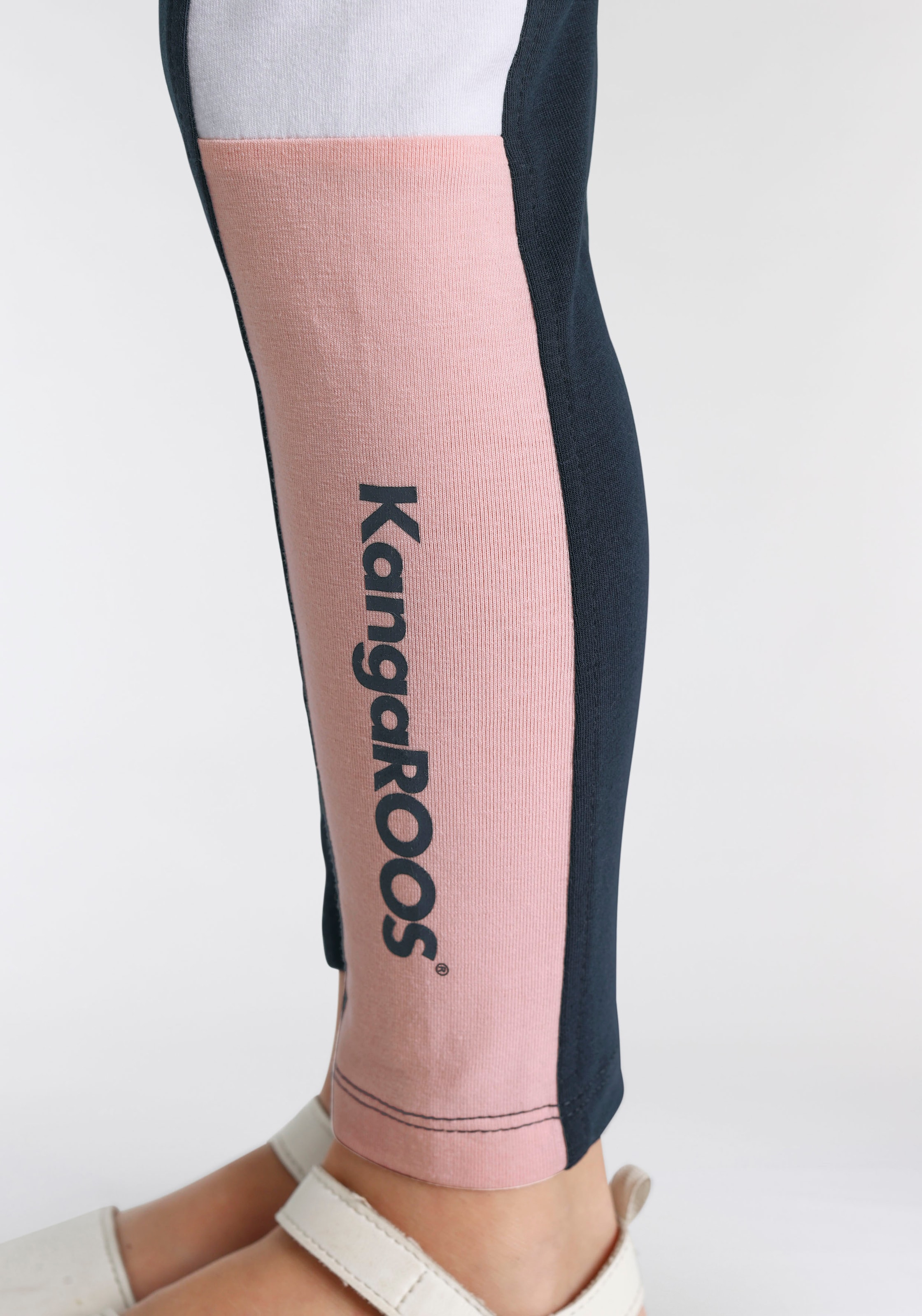 KangaROOS Leggings »Colorblocking Leggings für kleine Mädchen«  mit breitem Bündchen und Logoprint