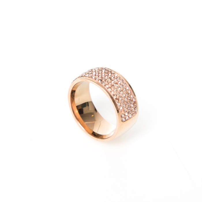 Veritas-Brede ring met stras