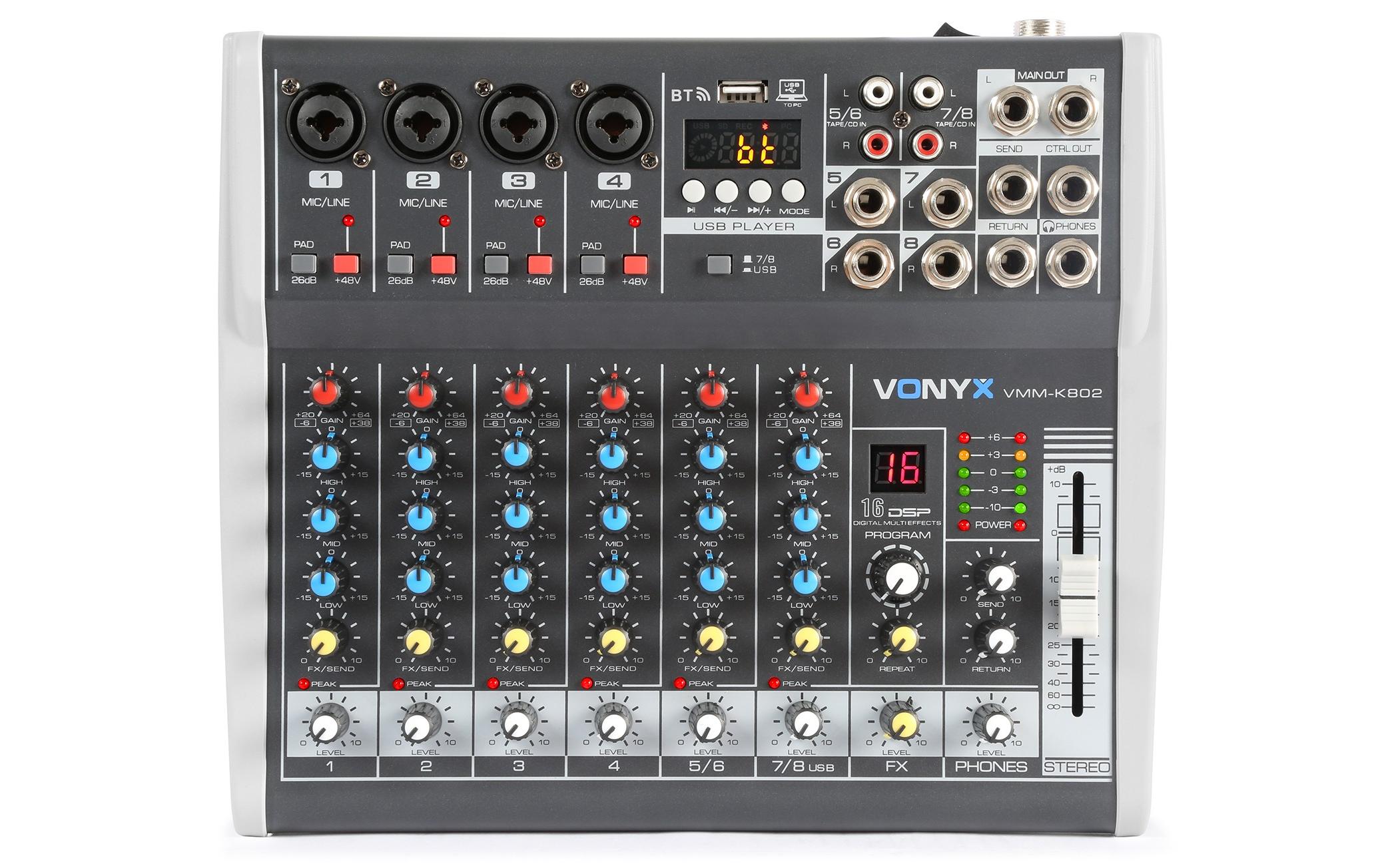 Mischpult VMM-K802<br>8-Kanal Mischpult mit DSP-Funktionen