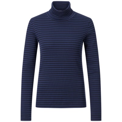 Damen-Rollkragenshirt, Dunkelblau-Azurblau
