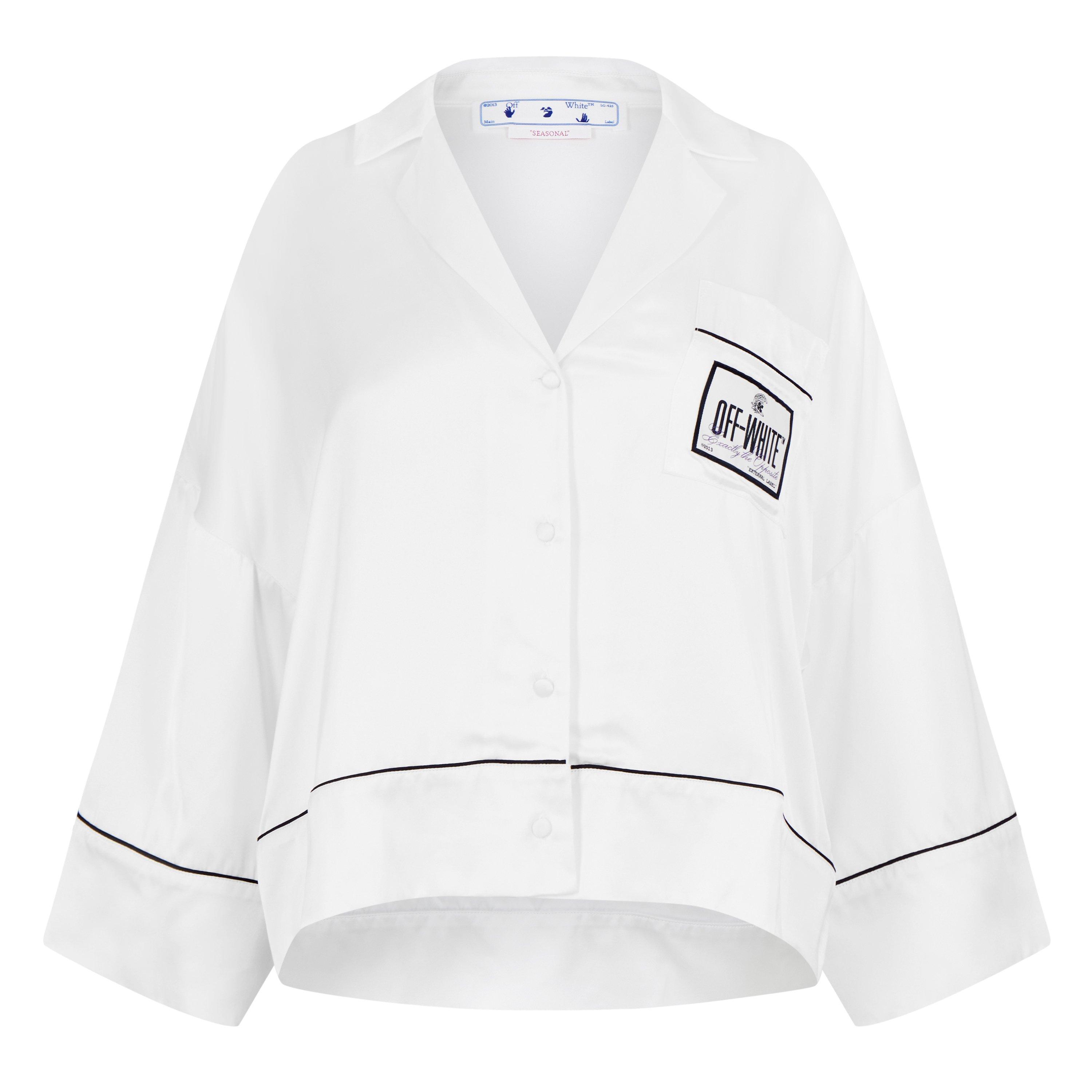 Off White Satin Pyjama Crop Shirt