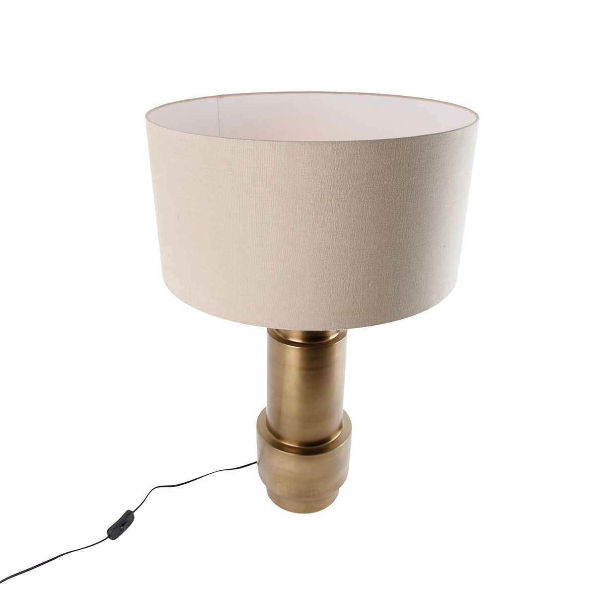 Tafellamp brons stoffen kap lichtbruin 50 cm - Bruut