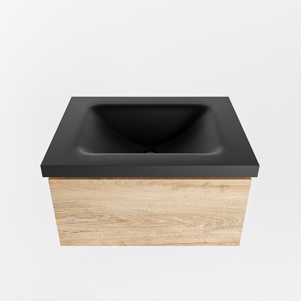 Mondiaz Bukla 60cm badmeubel Washed Oak met 1 lade wastafel Cloud midden 1 kraangat Urban