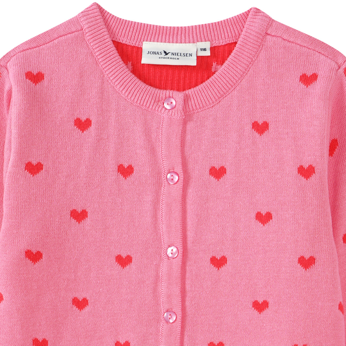 Jonas Nielsen Mädchen Cardigan mit Herz-Allover rosa
