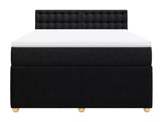 Sommier à lattes de lit avec matelas Noir 140x190 cm Tissu