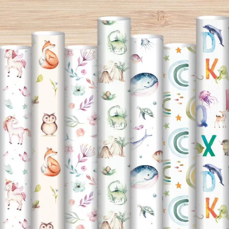 Nikima Geschenkpapier 5 Bögen Regenbogen – 1,60€qm Größe: - 84,1 x 59,4 cm bunt