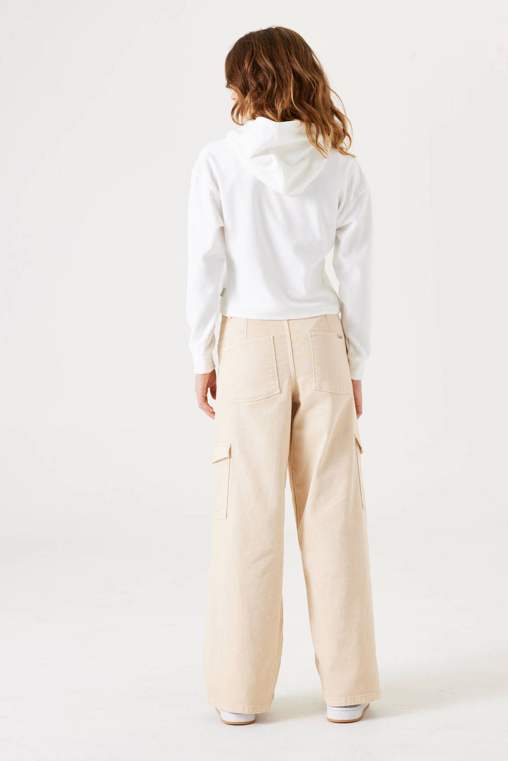 Garcia low waist wide leg cargobroek beige