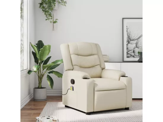 Fauteuil inclinable massant Crème Similicuir