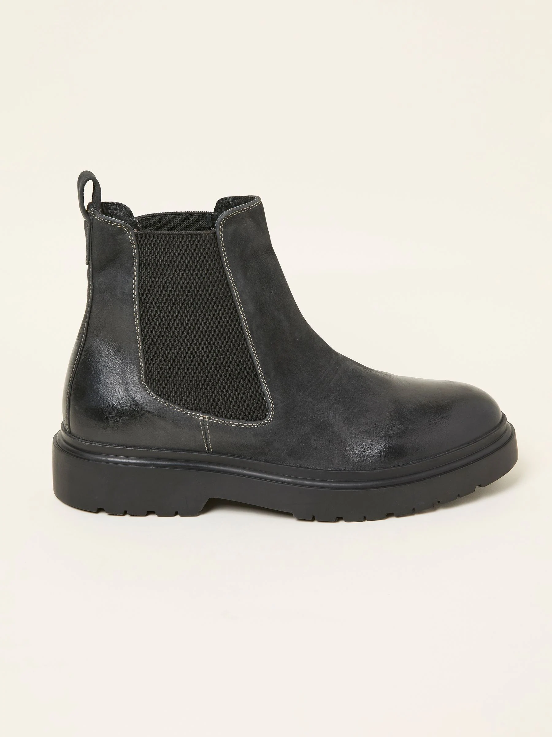 Zwart - FatFace Men's Leather Chelsea Boot