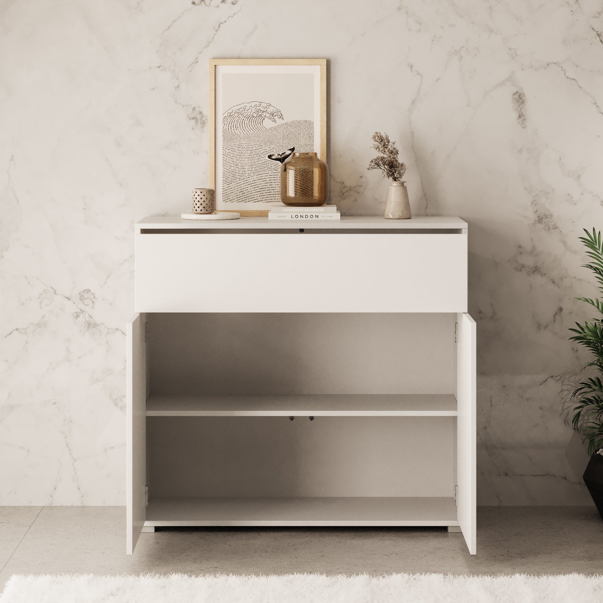 Meubella - Gideon - Dressoir - Wit - 100x40x93 cm